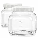 Folinstall Quadratisches Glasbehälter mit Deckel, 2400 ml, 2 Stück, Luftdicht und auslaufsicher, Schraubdeckel, BPA-frei, Spülmaschinenfest, Ideal für Lebensmittelaufbewahrung