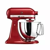 KitchenAid Küchenmaschine - Artisan - Kippbarem Food Processor - Teigknetmaschine mit 3 Zubehör und Schüssel aus Edelstahl - 4.8 L - Empire rot