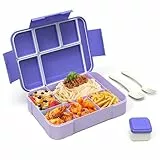 HOBUE Brotdose Kinder Mit Fächern – 1330ml Lunchbox Auslaufsichere Bento Box,Vesperbox mit 6 Fächern,Frühstücksbox für Kindergarten, Jausenbox für Schule,Brotzeitbox für Erwachsene（Violett）