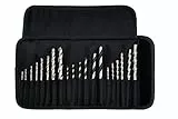 metabo Bohrersortiment 20-teilig in Rolltasche – Metallbohrer HSS-G, Holzbohrer mit Zentrierspitze, Steinbohrer mit Hartmetallplatte – für Stahl, Mauerwerk, Holz, Ziegel, Naturstein