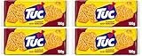 TUC Bacon 1 x 100g I Salzgebäck Einzelpackung I Knabbergebäck mit Bacon-Geschmack I Fein gesalzene Snack-Cracker (Packung mit 4)