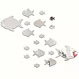 Fdit Spiegelaufkleber für die Wand, Selbstklebender Spiegel formt Kreative Acryl Thin Spiegel Aufkleber Tropische Fische unter dem Meer 3D Wandtattoo Home Decor für Kinder Schlafzimmer Leben(#8)