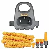 HOZELOCK - Flexibler ausdehnbarer Gartenschlauch Superhoze 15 M: dehnt sich auf das 3-fache seiner ursprünglichen Länge aus, mit 2 Aquastop-Anschlüssen und Wandhalterung [8215 9000]