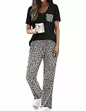 Famulily Freizeitkleidung Sets für Frauen Damen Pyjama Sets Sommer Lounge Set 2 Pack passende Kleidung Sets Leopard M