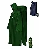 HOCK Regenponcho Wandern 'Kraxen AS' mit Regenschutz für großen Rucksack Regencape Atmungsaktiv mit Sturmhalteband für Wanderprofis – Wanderponcho mit verstellbarer Vorderlänge - Grün - M