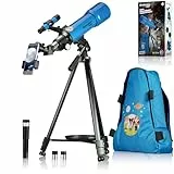 Bresser Junior Kinderteleskop 70/400 Linsenteleskop für Kinder ab 8 Jahren, Astronomie Einsteiger, Teleskop mit Rucksack, Zubehör & Smartphone-Halterung, Nachthimmel Beobachtung blau