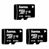Hama microSD microSDHC microSDXC Karte 64GB 80MB/s Übertragungsgeschwindigkeit Class 10 microSD Speicherkarte im Mini-Format Mini SD z. B. für Android Handy, Smartphone,Tablet,Nintendo UHS-I, 3er Pack