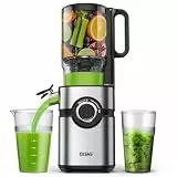 YASHE Slow Juicer Entsafter mit 127 mm Einfüllschacht, Cold Press Juicer für ganze Früchte & Gemüse, elektrische Saftpresse mit 50RPM, hoher Saftausbeute, BPA-frei, spülmaschinengeeignet, Schwarz