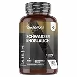 Schwarzer Knoblauch 100:1-15000mg pro Portion - Allium Sativum - 180 vegane Kapseln - 6 Monate Vorrat - Knoblauch (Black Garlic) - Frei von Magnesiumstearat - 1 Kapsel täglich - WeightWorld