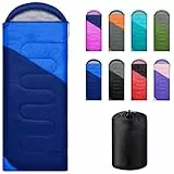 Yarmiene Schlafsack 3-4 Jahreszeiten,Schlafsack Outdoor für Erwachsene und Kinder,Schlafsäcke für Tragbare Rechteckige Weich Dick und Warm für Outdoor,Camping,Wandern,Reise,Grün+Blau