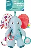 Ravensburger Play+ Explore & Play Elefant - Knister-Kinderwagen Spielzeug mit Rassel und Spiegel - Babyspielzeug 0-6 Monate - Sensorisches Spielzeug für Babys