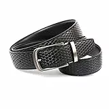 Anthoni Crown Herren Leder Wendegürtel Gürtel, Schwarz, 120