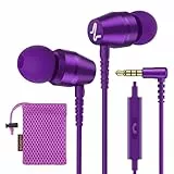 LUDOS OMNITONE Kopfhörer In Ear Kopfhörer mit Kabel und Mikrofon, 5 Jahre Garantie, In Ear Ohrhörer, 3,5 mm Klinkenstecker Earbuds, Satte Bässe Earphones, Headphones für iPhone, iPad, Samsung - Lila