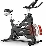 PASYOU Heimtrainer Fahrrad mit Magnetischer Widerstand, Fitnessbike Riemenantrieb, LCD Monitor mit RPM, IPad-Halterung Hometrainer 150 kg Belastbar Schwarz