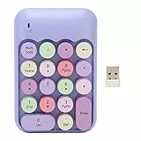 VBESTLIFE Kabelloser Nummernblock, Bunte 18 Tasten, Runde Tastenkappen, Retro-Ziffernblock, 2,4 G Kabellose Externe Tastatur für Computer, Laptop (Lila Thema)