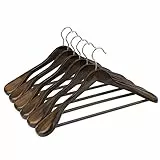 SONGMICS Anzugbügel, 6er Set, Kleiderbügel aus Massivholz, mit extra breiten Schultern, rutschfest, für Hemden, Mäntel, Jacken, Hosen, Anzüge, um 360° drehbarer Haken, dunkel nussbaumfarben CRSH06V