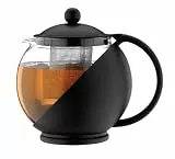 Café Olé Grunwerg Café Ole Loose Leaf Everyday Round Teekanne Infuser Basket Glas Teekanne, Schwarz, 1.20 Liter, 1200ml / 1.2
