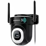 ZUMIMALL 5MP Überwachungskamera Aussen, 355°/90° Schwenkbar Kamera überwachung aussen, 2,4GHz/5GHz Dualband, Farbnachtsicht, KI-Erkennung, PIR Bewegungsmelder, Personen/Autoerkennung(schwarz-5MP)