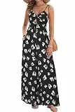 LAISHEN Damen Jumpsuit Sommer Elegant Lang Hosenanzug Festlich Hochzeit Tie Front Overall Weites Bein mit Taschen (Floral-D,M)