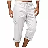 ZWDC Cargo Shorts Herren 3/4 Hose Lockere Bermuda Kurze Arbeitshose mit Vielen Taschen Sommer Outdoorhose Casual Style für Freizeit Wandern und Urlaub
