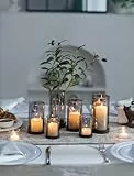 Romadedi Windlicht Glas Schwarz für Tischdeko: 6er Set Windlichter Glaszylinder für Deko Wohnzimmer Modern Outdoor Rauchglas Kerzenhalter Kerzenglas für Kerzen Fensterbank Halloween