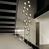 CBJKTX Pendelleuchte Treppenhaus Pendellampe Modern - 15 Flammig Esstisch Hängeleuchte 320CM Höheverstellbar aus Glas Hängelampe für Wohnzimmer Galerie Ballsaal Villa Flur Esstisch Küche (Rauchgrau)
