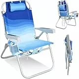 Homecall Join Nature Strandstuhl Klappbar Leicht Klappstuhl Strand 5-stufig verstellbare Rückenlehne - Strandsessel Strandstühle Faltbar Bis 150KG für Strand, Outdoors (Hoch, Blaue Welle, 1 Stück)
