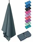 Fit-Flip Microfaser Handtücher - kompakt und leicht - Mikrofaser Handtuch schnelltrocknend - als Reisehandtuch, Sporthandtuch, Strandtuch - Badetuch groß (1x 120x60cm, Cool Grey)