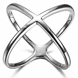 JewelryWe Schmuck Damen-Ring, Edelstahl Kreuz Infinity Unendlichkeit Zeichen Symbol Ring Verlobungsringe Trauringe Eheringe, Silber, Größe 562