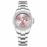 OLEVS Damenuhr, Klassische, formelle Diamant-Damenuhr für Frauen, analoges Quarzwerk, Edelstahl, wasserdicht, leuchtendes Datum, zweifarbig, leicht zu lesen