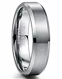 NUNCAD 6mm Ring Silber Herren Damen Partner aus Wolfram Gebürstet für Hochzeit Verlobung Jubiläum Partnerschaft