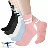 5 Paar Rutschfeste Socken Damen,Pilates Socken,Stoppersocken Damen 34-40,ABS Yoga Socken,Antirutschsocken Für Ballett,Noppensocken Für Diabetiker,Anti Rutsch Socken Mit Noppen Für Pilates,Yoga,Fitness