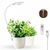 Pflanzenlampe LED Vollspektrum, Pot Clip Grow Lampe mit 56 LEDs, LED Grow light mit 360° Schwanenhals,10W Pflanzenlicht für kleine Pflanzen, Wachstumslampe mit 4/8/12h Timer 3 Farbmodi 10 Helligkeit
