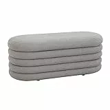 SVITA Blossom XL Hocker mit Stauraum Sitzhocker Ottomane Boucle-Bezug Hellgrau