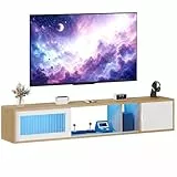 YITAHOME 148 cm Schwebender TV-Schrank für Fernseher bis 65 Zoll mit 7 RGB LED 22 Mode Lichter Unterhaltungszentrum mit Tür für Wohnzimmer und Schlafzimmer