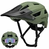Favoto Rennradhelm Mountainbike mit Schirm Leicht - Doppelte Technologie Inmould MTB Helm für Herren Damen Fahrradhelm M(54-58cm) Armeegrün
