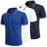 LLdress 3er Pack Poloshirt Herren Kurzarm Atmungsaktiv Poloshirt Set Leichtes Golf Polohemd Schnelltrocknend T Shirt