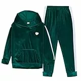 JiAmy Mädchen Bekleidungssets 2-teiliges Outfit mit Kapuze, weicher Jogginghose und Sweatshirt, Samtweiches Sportset für Mädchen