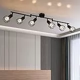 FORCOSO Deckenstrahler 6 Flammig - E14 Industrial Deckenlampe Schwarz Metall Deckenleuchte Strahler Schwenkbar Vintage Deckenspots für Wohnzimmer Schlafzimmer Küche - Ohne Leuchtmittel