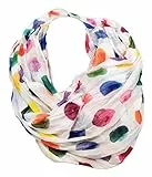JameStyle26 Farbverlauf Dots Seide Sommer Loop Verlauf Regenbogen Rainbow Silk Uni Rundschal Schlauchschal Stola Schal leicht (Weiß)