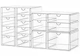SortNStore Schreibtisch Organizer with 16 Schubladen: 4er-Set Make up Organizer mit Anti-Rutsch-Pads | Stapelbare Schubladenbox für Kosmetik, Bürobedarf, Werkzeug, Bausteine