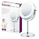 Beurer BS 55 Kosmetikspiegel, Beauty-Spiegel mit 7-fach Vergrößerung, mit Dimmfunktion, beleuchteter Schminkspiegel mit LED Licht, ideal für Make-Up und Gesichtspflege, kompakter Bad-Spiegel