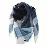 Glamexx24 XXL Kuschelige Damen Poncho Schal mit verschiedenen Mustern, warm und wunderschön, Blau, Einheitsgröße