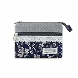 AfitLulu Kleines Portemonnaie Damen Canvas Geldbeutel Damen Klein, 2 Lagen Reißverschlusstaschen Mini Geldbörse Bohème-Stil Mini Portemonnaie für Münzen, Bargeld und Karten (Blume-A)