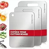 Titan Schneidebrett Set 3 Stück - S316 Edelstahl Schneidebrett, Titanium Cutting Board, Doppelseitiges Lebensmittel Grade Schneidebretts, Titanium Cutting Board für Fleisch, Obst,Gemüse