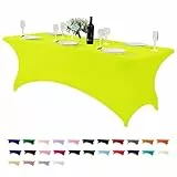 YEBABFIT Hezuzo Spandex Table Cover for 8FT Table Universal Fitted Stretch Tablecloth for Party, Banquet, Wedding and Events-Neon Yellow