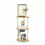 Furinno kompaktes Eckregal mit 3 Ebenen – Modernes Regal für Wohnzimmer & Home Office, Mehrzweckregal aus Verbundholz, Farbe Buche/Weiß, 29.46 x 29.46 x 75.18 cm