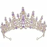 minkissy Violette Kristallkrone Brauthaarschmuck für Hochzeit Haarschmuck Tiara für Mädchen Kronen Brauthaarschmuck Diademe Mädchen Haarschmuck Hochzeit Kopfschmuck