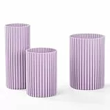 KONZEPT Vasen 3er Set Graulila – Moderne Blumenvase, Bruchsichere Kunststoff-Zylindervasen für Blumenarrangements, Hochzeits-Mittelstücke, Heimwerken (12,3x17,8/10,3x14,8/8,8x21,7 cm)