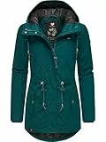 Ragwear Damen Winterjacke Warmer Kurzmantel mit Kapuze Monadis Black Label Intl Dark Green22 Gr. M